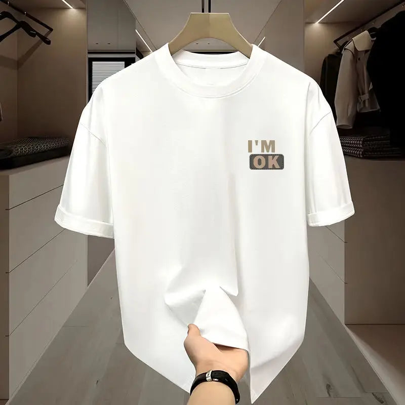 Men White M Mylove Round Neck T-Shirt