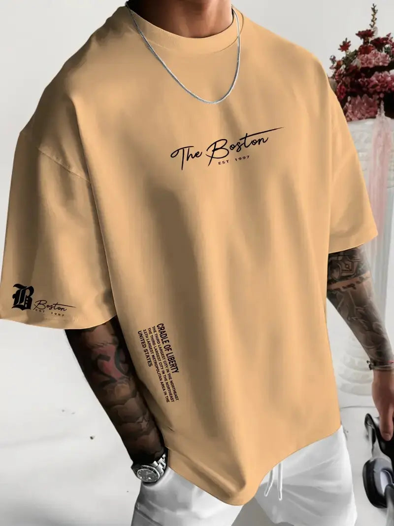 Men Purple Los Angeles Printed T-Shirt Short Sleeve