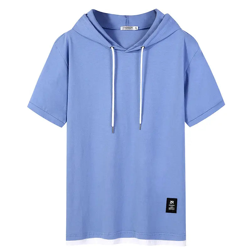 Men Black Hooded T-Shirt Pure Cotton Loose Fit