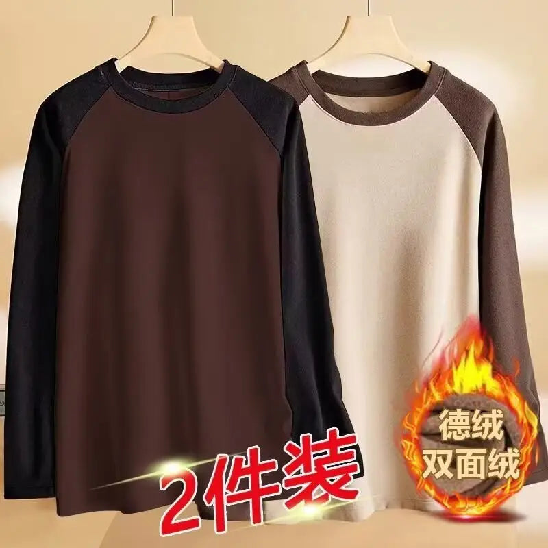 Men's Double-Sided Velvet Raglan Shirt Black Green