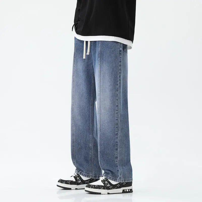 Men's Wide Leg Straight Cut Jeans 2024 Spring Autumn