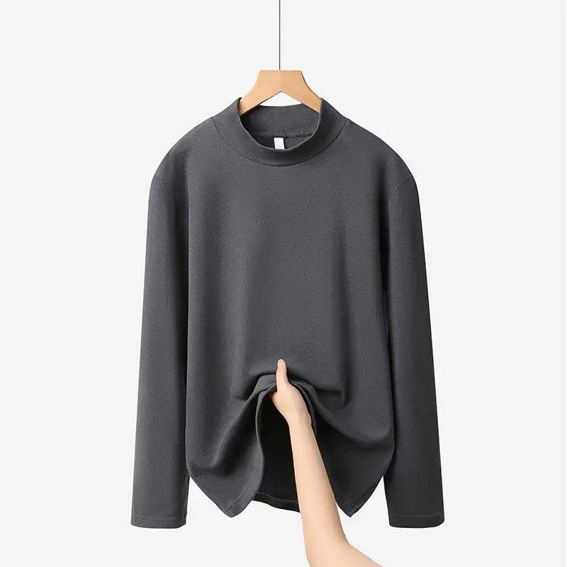 Men Velvet Long Sleeve T-Shirt Black Brown White