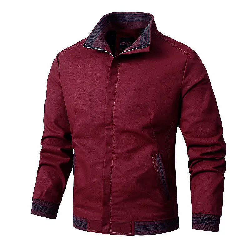 Men's Black Fleece Jacket with Zip Front & Collar