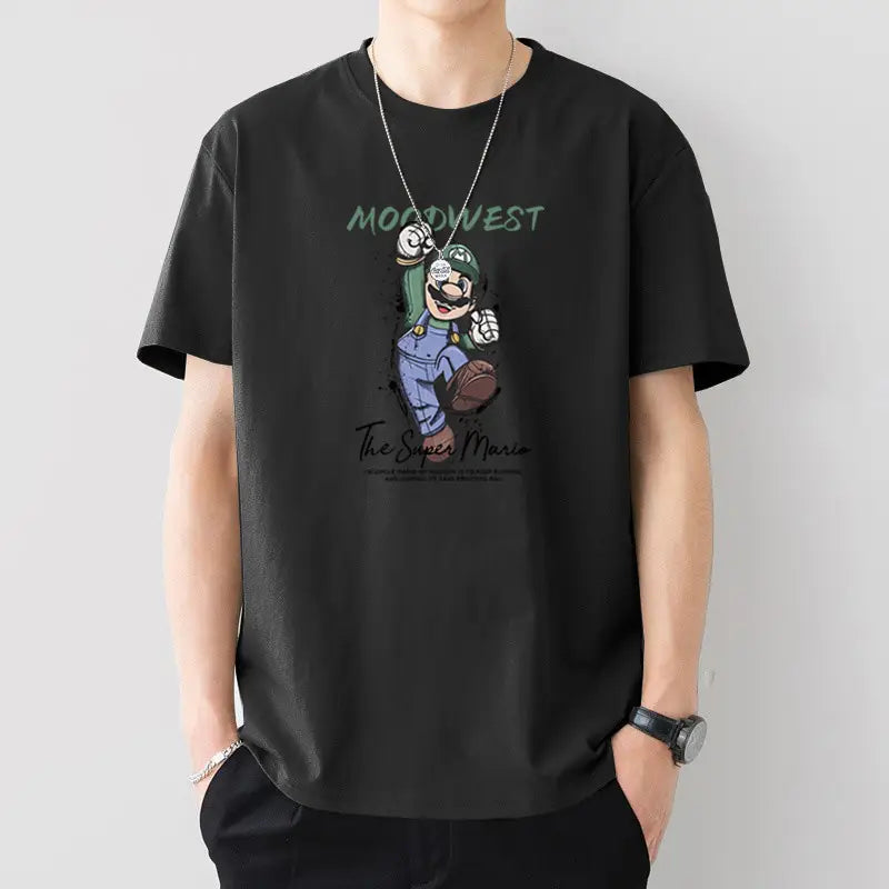 Men Silent Night Dragon Printed T-Shirt White