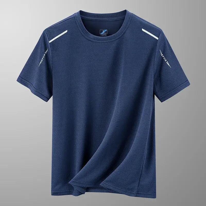 Men Ice Silk T-Shirt Navy Blue 2024