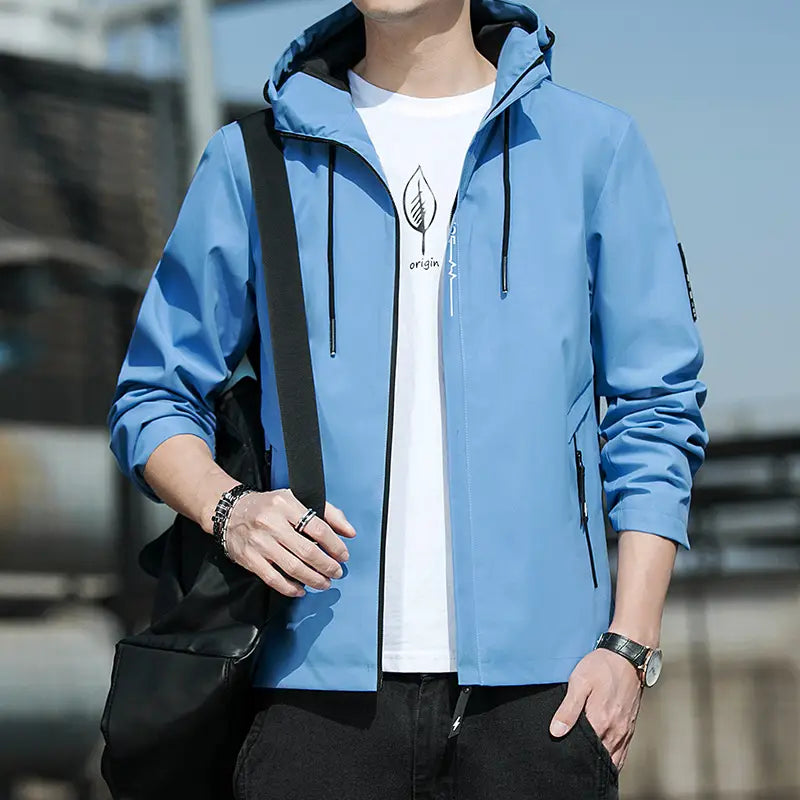 Men's Hooded Flying Jacket Beige 2024 Autumn