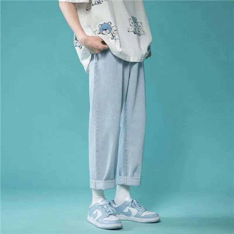 Men High Waist Wide Leg Jeans 2024 Spring