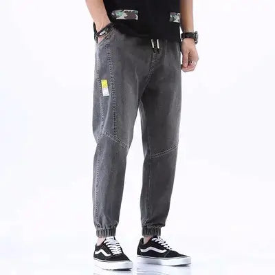 Men's 2024 Black Loose Leg Harem Pants Nine Point Design
