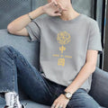 Men Yellow Loose Sleeve T-Shirt Round Neck