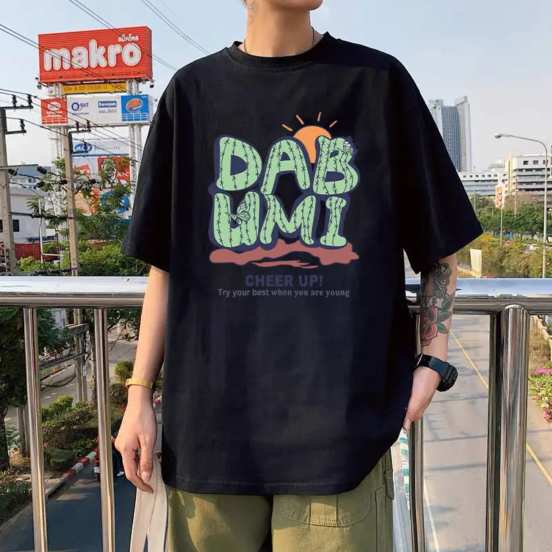 Black Ice Silk T-Shirt "IM NOT STINGER" Round Neck Short Sleeve