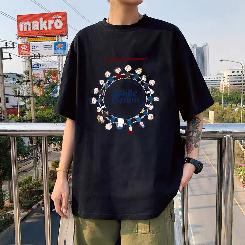 Black Ice Silk T-Shirt "IM NOT STINGER" Round Neck Short Sleeve