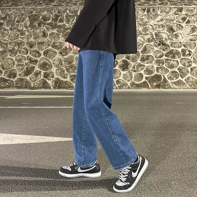 Men Smoke Gray Wide Leg Pants Spring Hong Kong Style