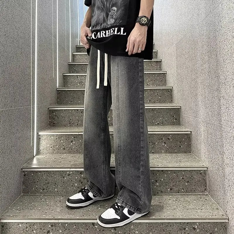 Men's Wide Leg Straight Cut Jeans 2024 Spring Autumn