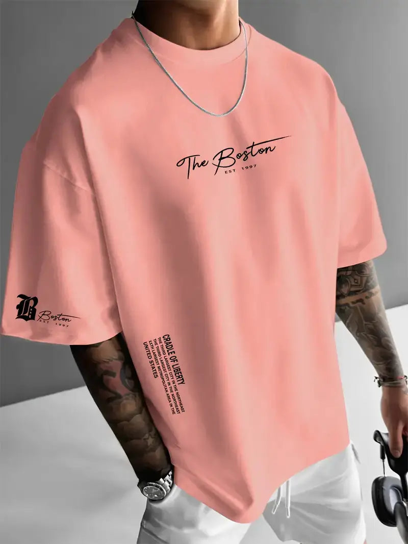 Men Purple Los Angeles Printed T-Shirt Short Sleeve