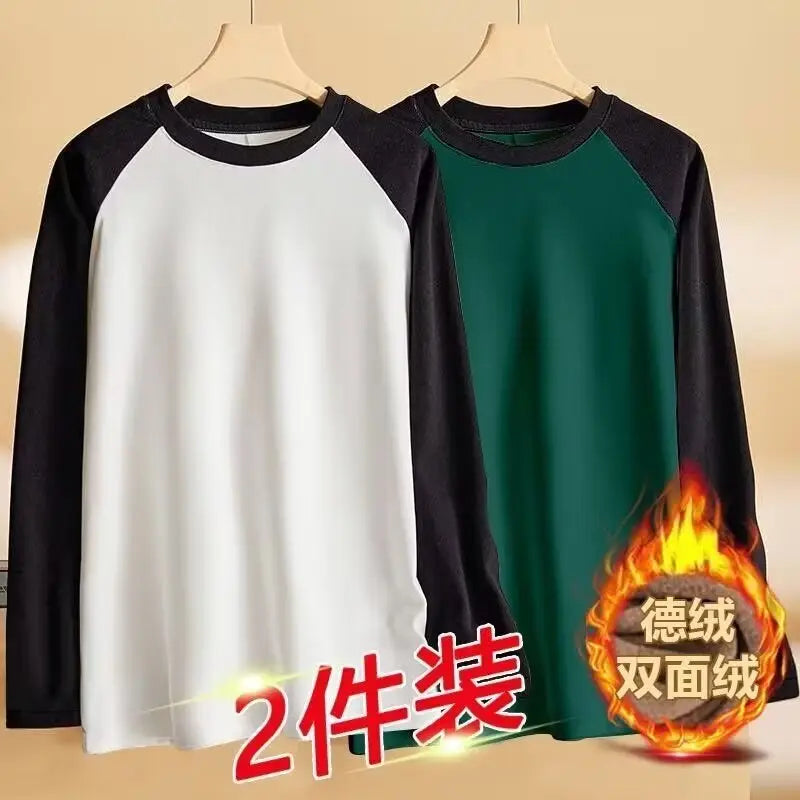 Men's Double-Sided Velvet Raglan Shirt Black Green