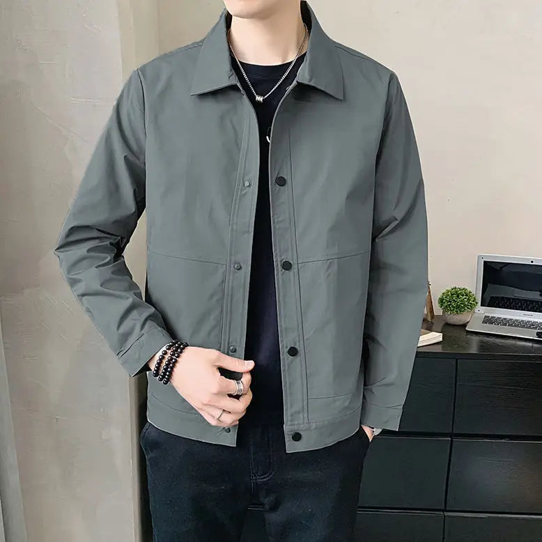 Men's Stand Collar Jacket Grey 2023 Spring New Casual Top