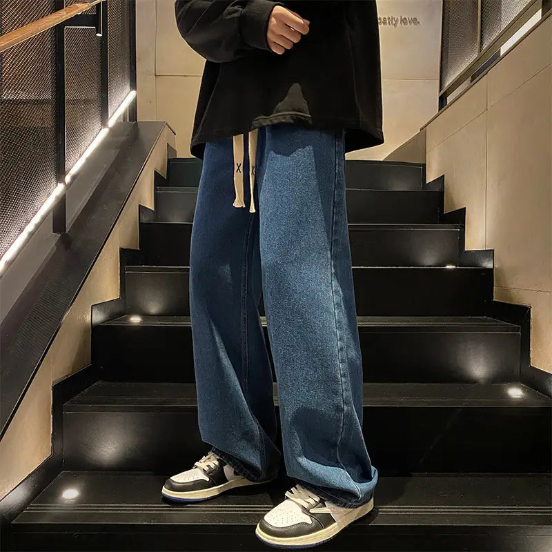 Men's Wide Leg Straight Leg Jeans Spring Autumn Loose Fit