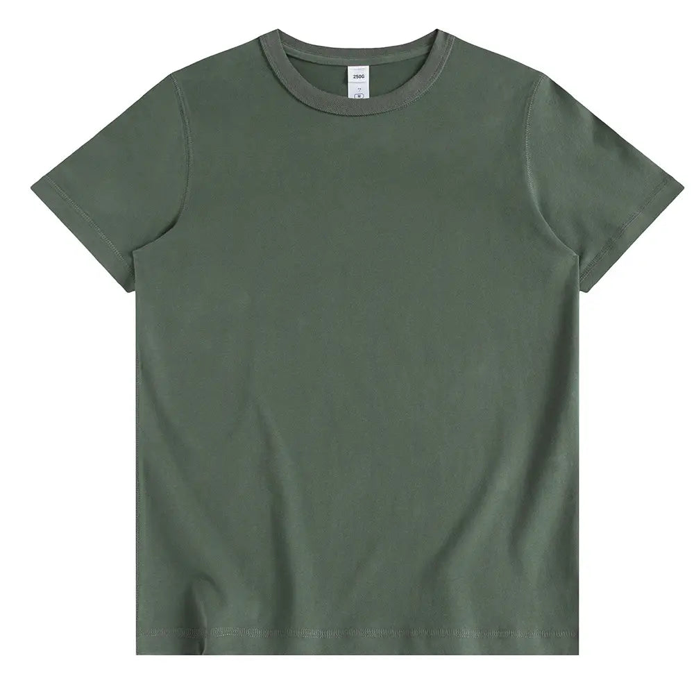Pure Cotton Men's White Crew Neck T-Shirt 250g