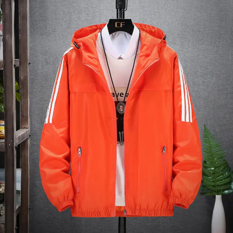 Men Black Hooded Sweatshirt with White Stripes