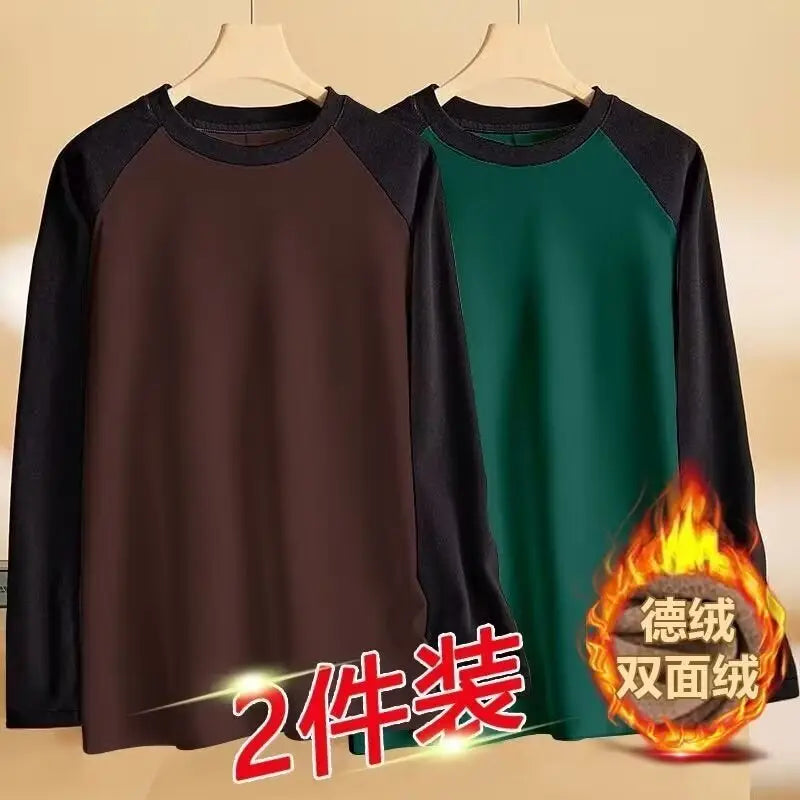 Men's Double-Sided Velvet Raglan Shirt Black Green