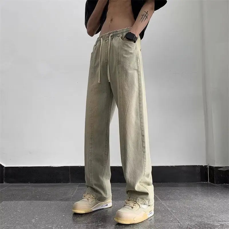 Men's Wide Leg Straight Cut Jeans 2024 Spring Autumn
