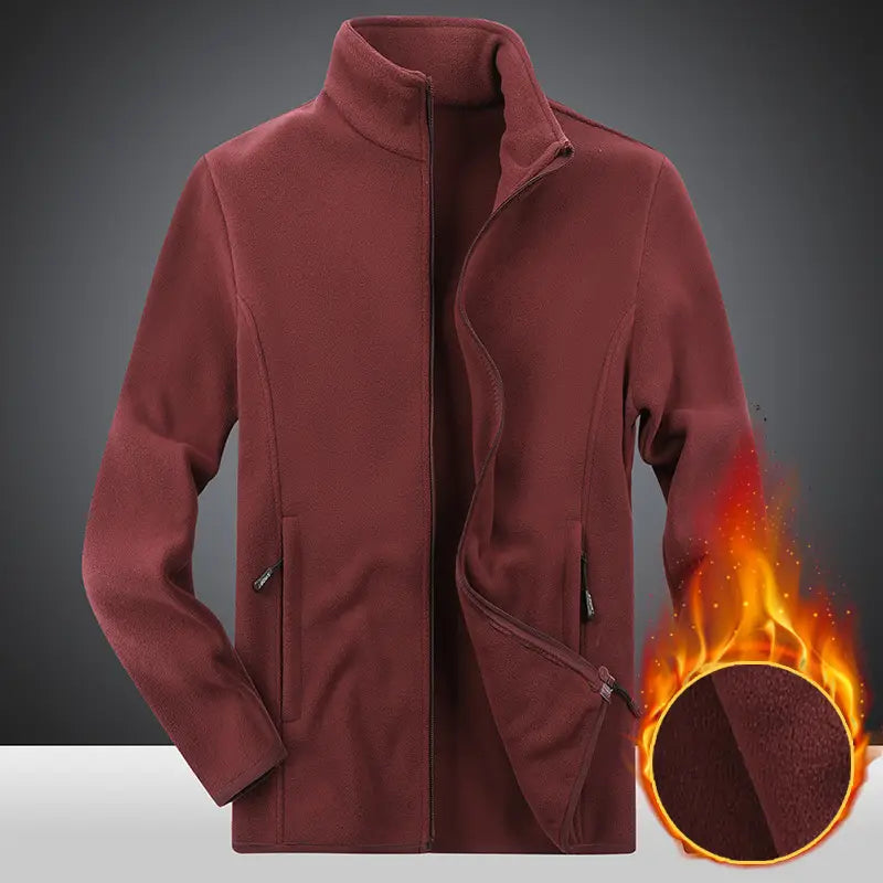 Men's Grey Fleece Warm Jacket with Collar