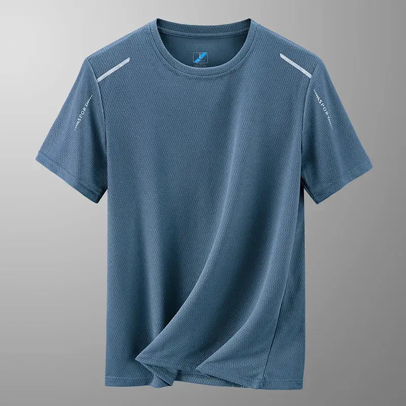 Men Ice Silk T-Shirt Navy Blue 2024