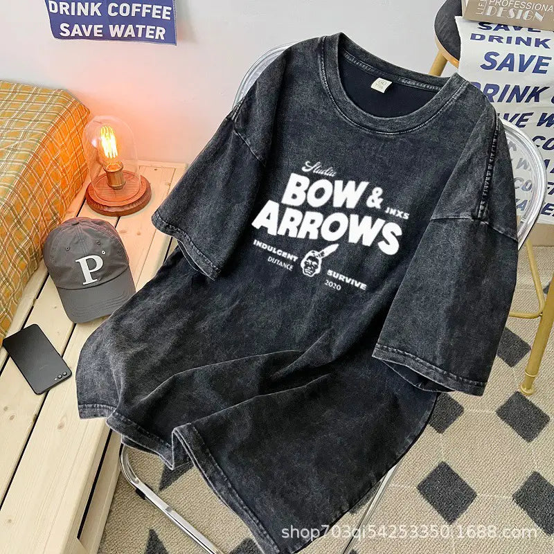 Men Bow & Arrows Washable T-Shirt Black