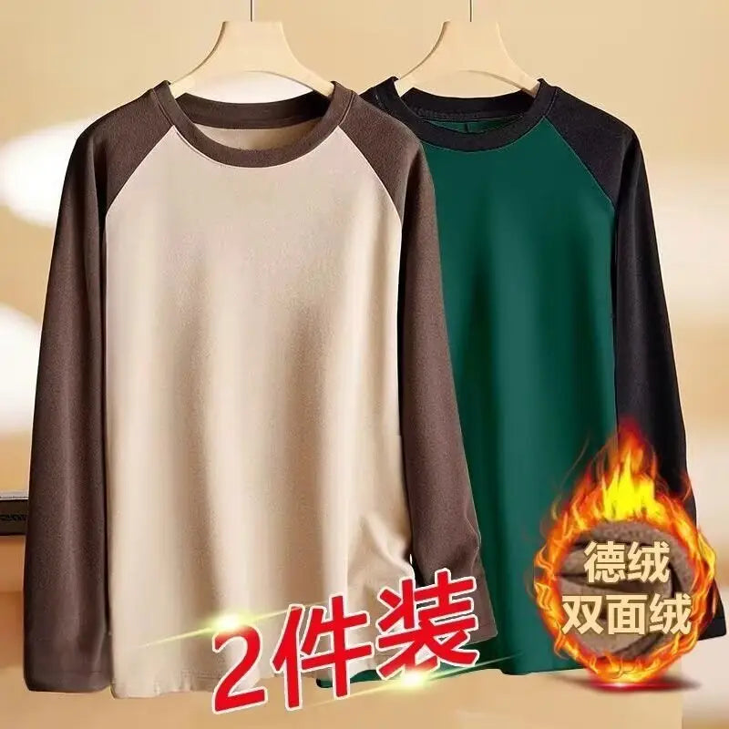 Men's Double-Sided Velvet Raglan Shirt Black Green