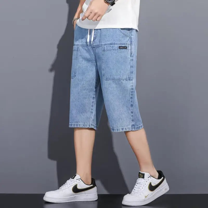 Men Denim Shorts Large Size Loose Fit Summer Wear