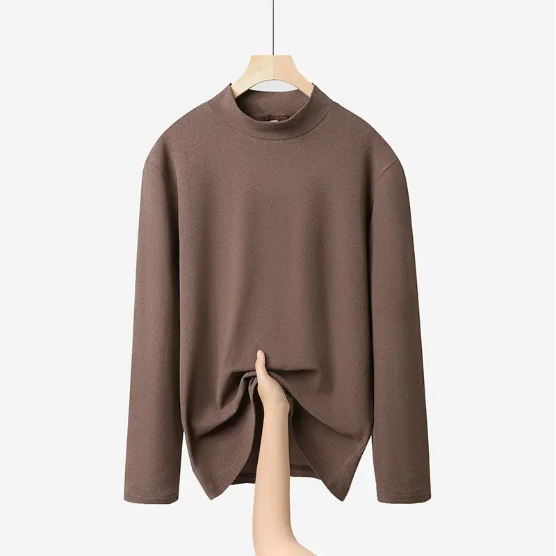 Men Velvet Long Sleeve T-Shirt Black Brown White