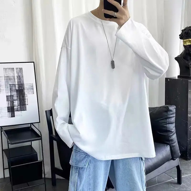 Men's Loose Straight Denim Jeans Elastic Waist Wide Leg
