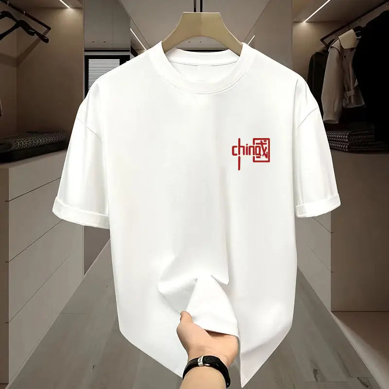 Men White M Mylove Round Neck T-Shirt