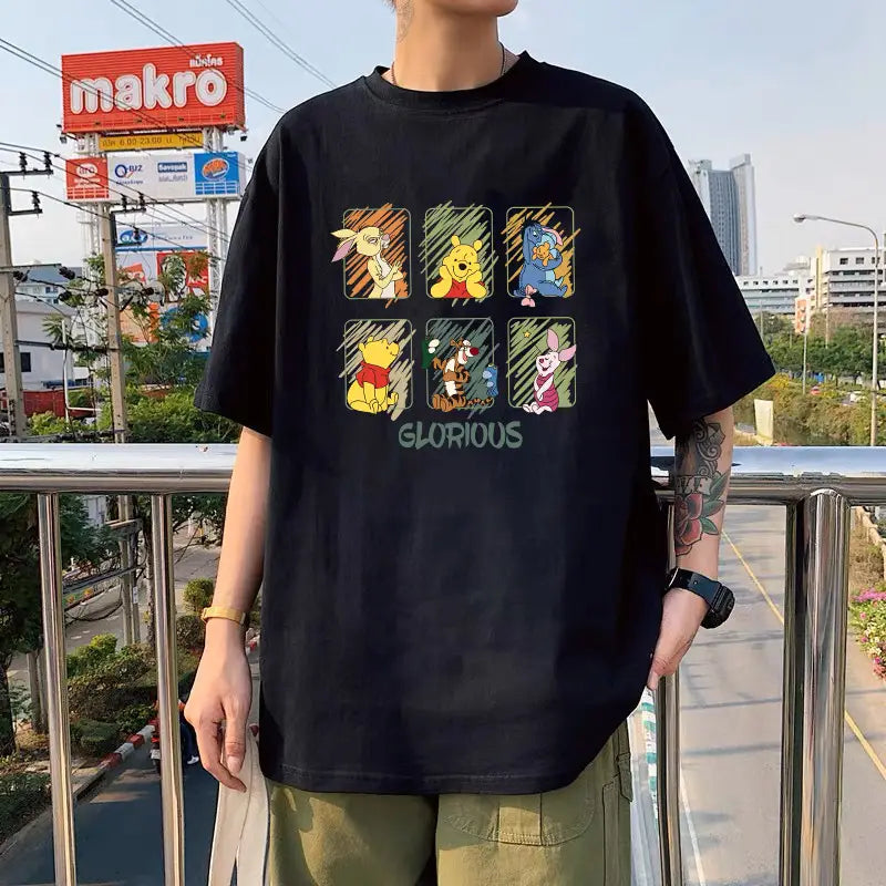 Black Ice Silk T-Shirt "IM NOT STINGER" Round Neck Short Sleeve