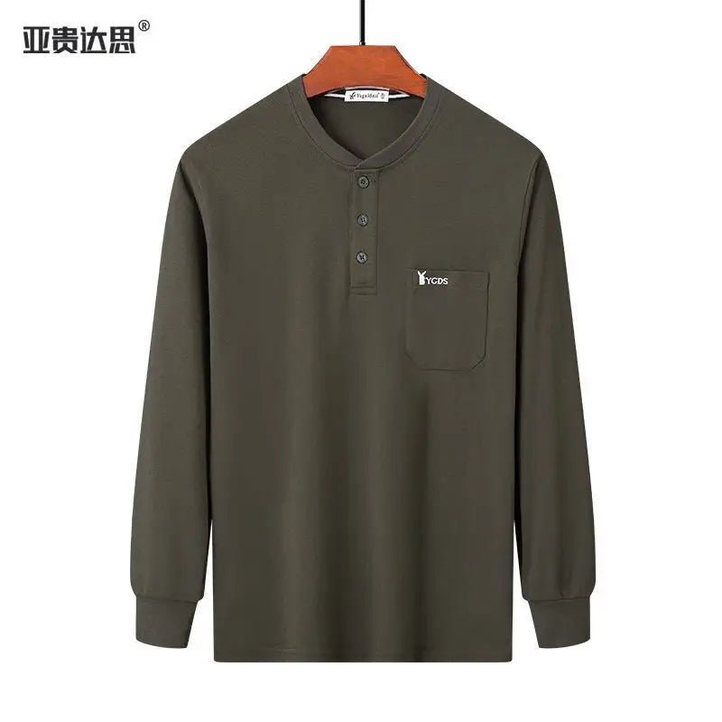 Men Green Cotton Collar T-Shirt with Pocket