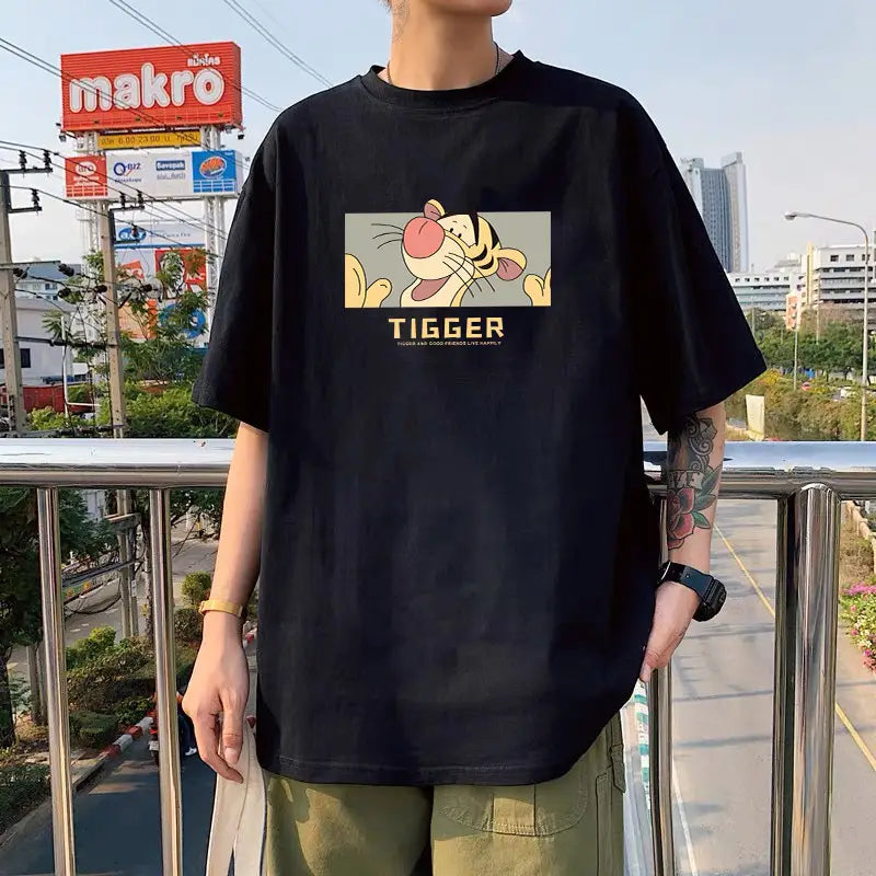 Black Ice Silk T-Shirt "IM NOT STINGER" Round Neck Short Sleeve