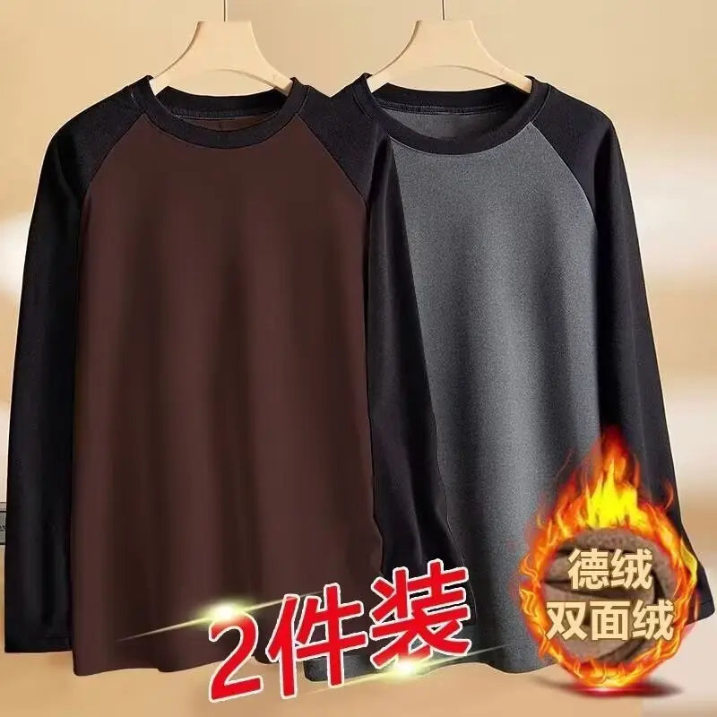 Men's Double-Sided Velvet Raglan Shirt Black Green