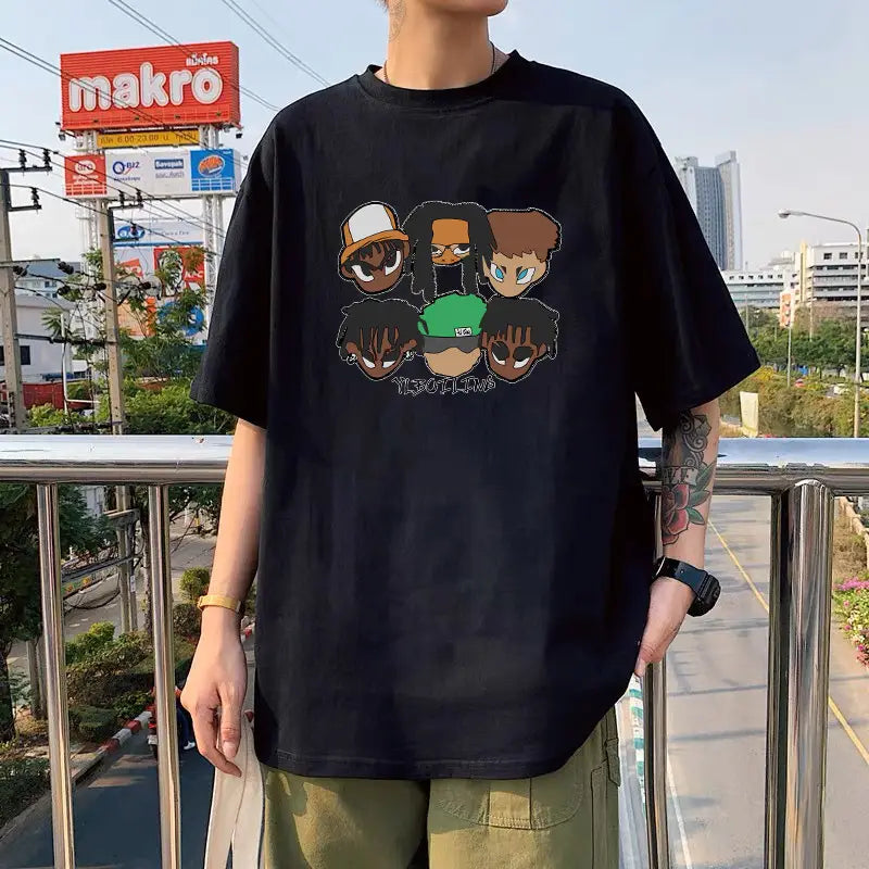 Black Ice Silk T-Shirt "IM NOT STINGER" Round Neck Short Sleeve