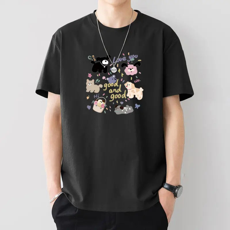 Men Silent Night Dragon Printed T-Shirt White
