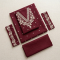 Maroon Embroidered Lawn Shirt with Cotton Trouser Set