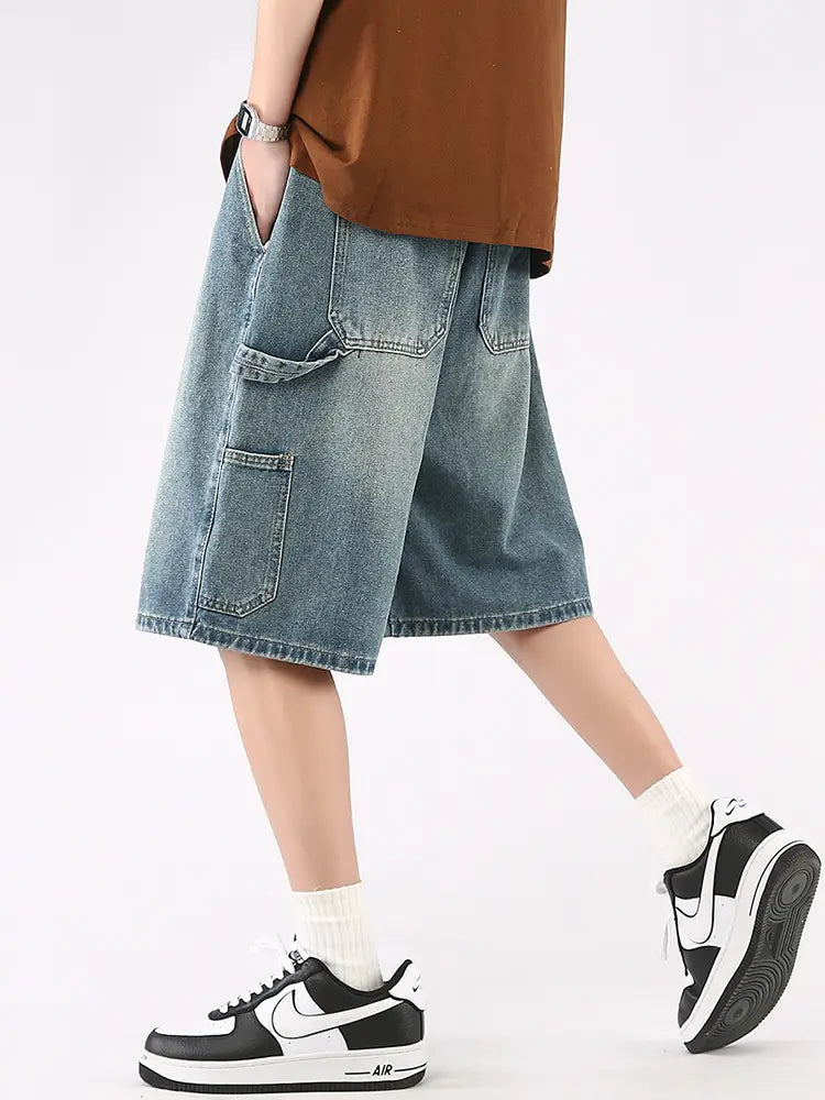 Denim Shorts Men Summer Loose Wide Leg 2023