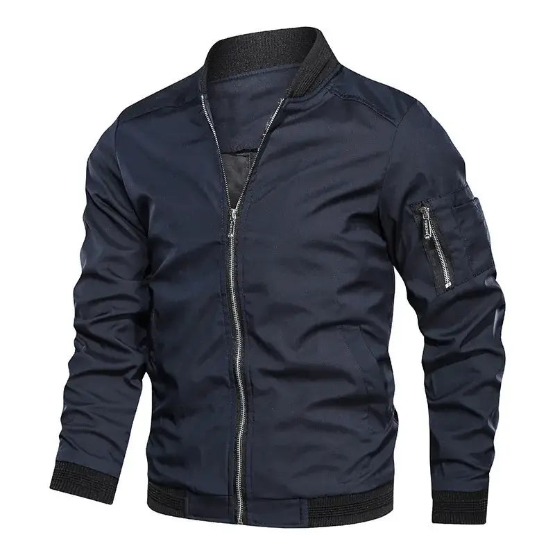 Men's Blue Bomber Jacket Spring Autumn Casual Coat