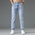 Men's Thin Blue Slim Fit Jeans Straight Cut Stretch