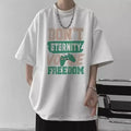 Men Blue Cotton Loose T-Shirt with Embroidered Design