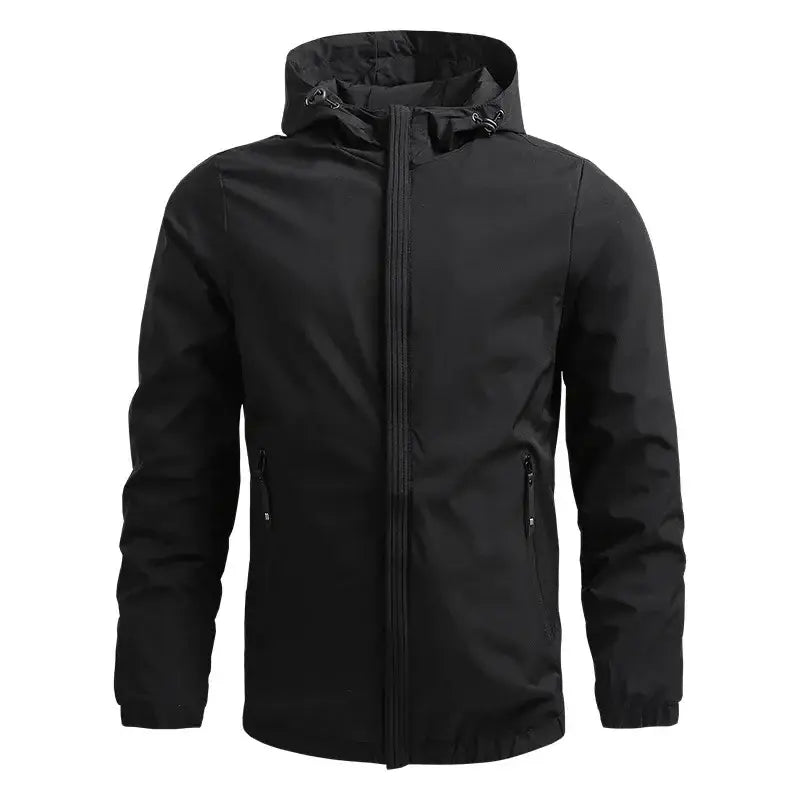 Black Full-Zip Hooded Men's Jacket
