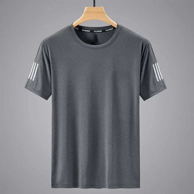 Men Black Ice Silk Mesh T-Shirt Speed Sports Menswear